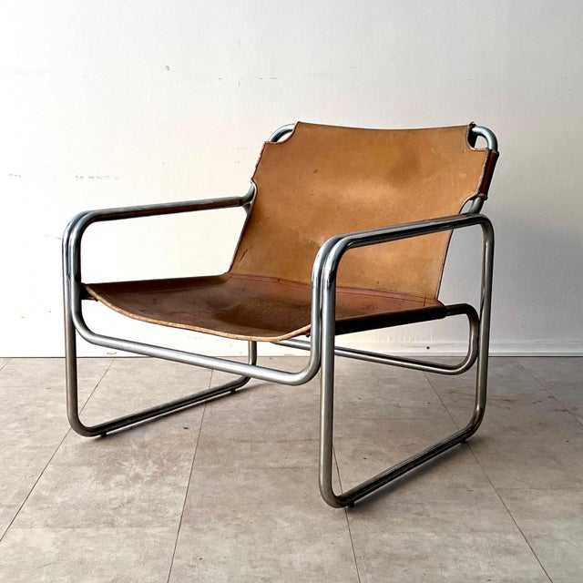 Mid-Century Modern Chrome-Plated Steel and Leather Armchair by Antonello Mosca for Produzione Forma, 1970s For Sale - Image 3 of 5