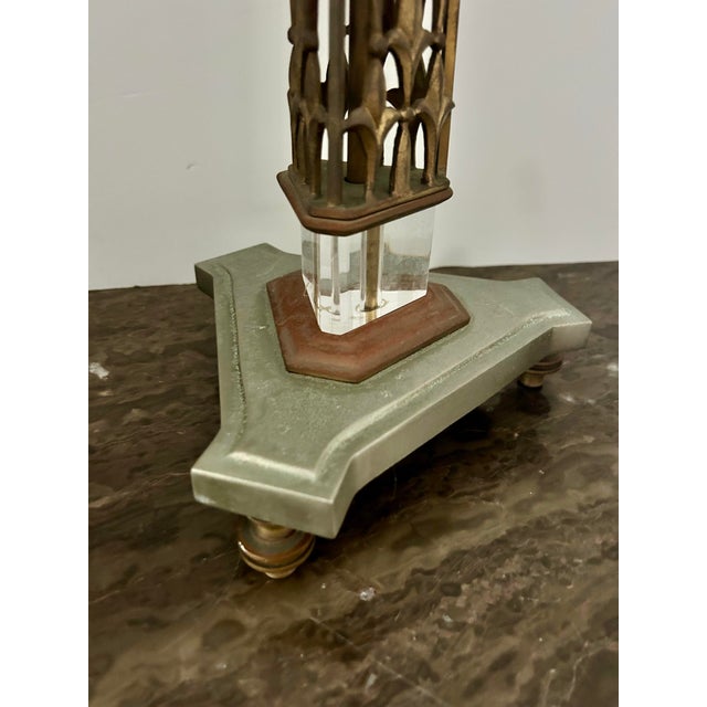 Early 21st Century Large Antique Bronze Brass Church Altar Candleholder For Sale - Image 5 of 12