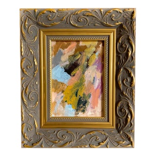 "Around the Fire Pit" 2026 Mini Painting With Vintage Frame by Jessalin Beutler For Sale