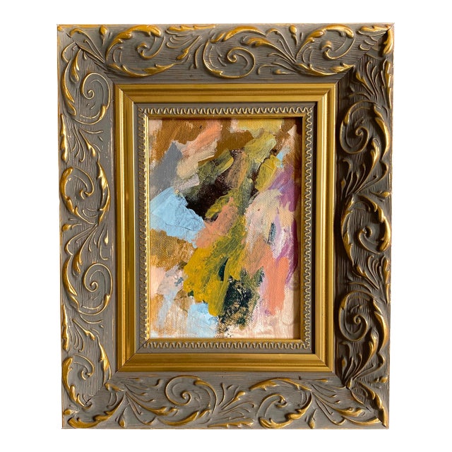 "Around the Fire Pit" 2026 Mini Painting With Vintage Frame by Jessalin Beutler For Sale