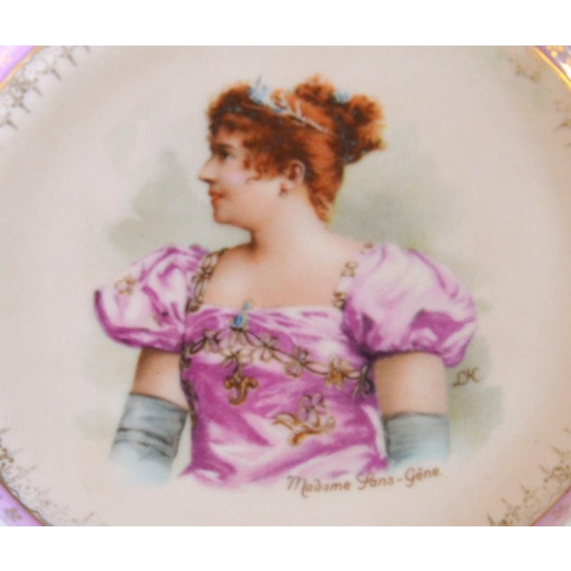 Baroque Early 20th Century French Porcelain Portrait Plate Madame Sans-Gene For Sale - Image 3 of 10