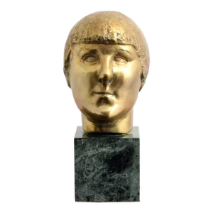 Minna Harkavy, Bronze Modernist Sculpture Portrait, Gertrude Stein by Minna Harkavy WPA Artist, c.1930-1940