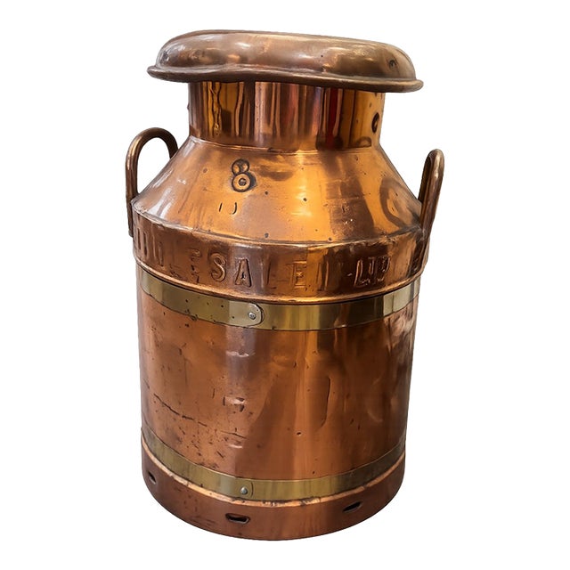 Antique English Copper Dairy Milk Churn by United Dairies Wholesale Ltd. For Sale