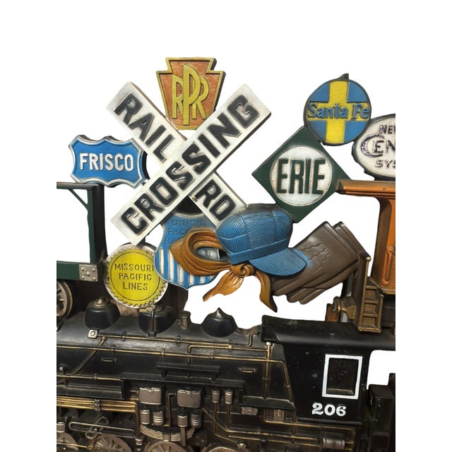 Mid-Century Modern Burwood Products Company Railroad Train 3d Antique Metal Wall Plaque 1973 For Sale - Image 3 of 9