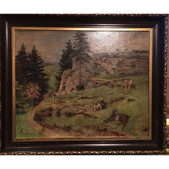 Schmedingen Alfred, Landscape Shepherd Boy Goats Goatherd 41 51, 1920s, Oil Painting on Canvas For Sale - Image 12 of 13