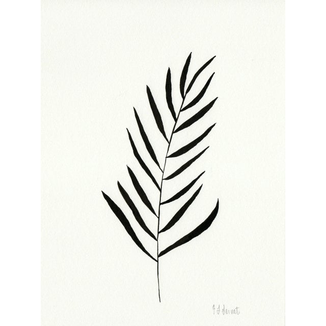 Frond 1, Black & White Botanical Watercolor Painting, Signed Original Artwork 9"x12" For Sale