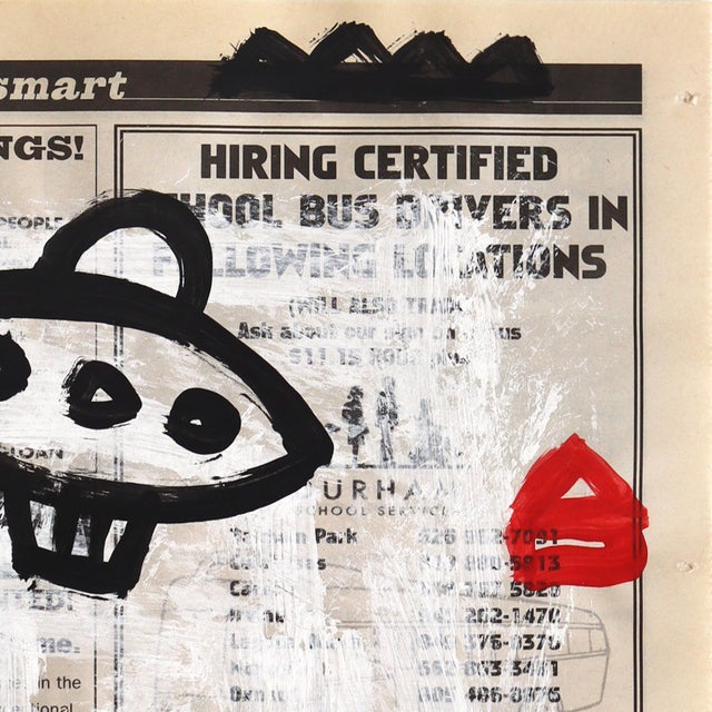 Pop Art Beam Me Doggie - Original Pop Street Art Acrylic Painting on Newspaper by Gary John For Sale - Image 3 of 6