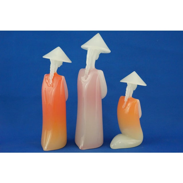1940s 20th Century Figures in Blown Opaline Murano Glass by Archimede Seguso, Italy, Set of 3 For Sale - Image 5 of 18