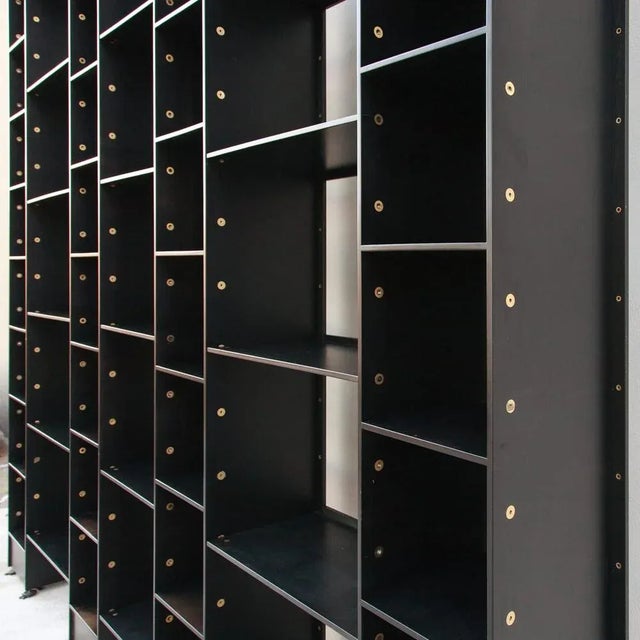 Black LB72 Bookcase with Brass Details by Marco Zanuso for Poggi, 1982 For Sale - Image 8 of 9
