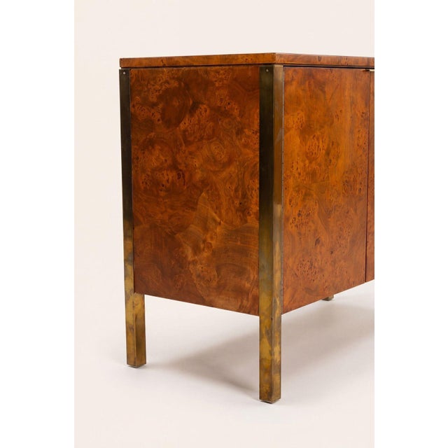 Tomlinson Burl Walnut Credenza or Sideboard, Brass Trim, North Carolina, 1960s For Sale - Image 12 of 12