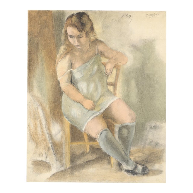 1954 Lithograph "Marcelle À La Chemise Bleue" After Jules Pascin For Sale