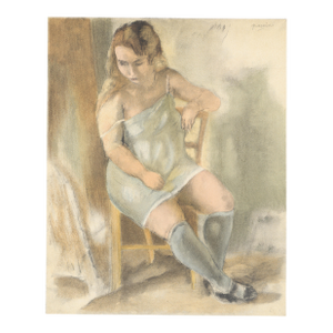 1954 Lithograph "Marcelle À La Chemise Bleue" After Jules Pascin