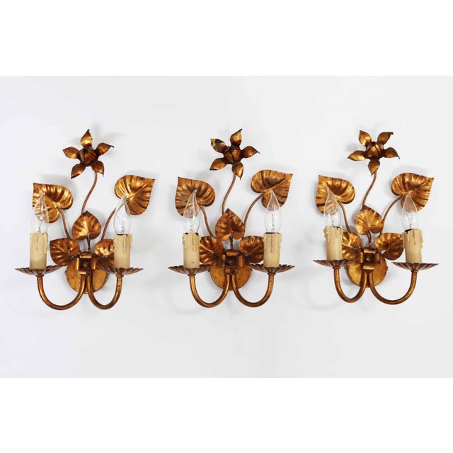 Hollywood Regency Florentine Hollywood Regency Wall Lamp, Italy, 1970s For Sale - Image 3 of 7