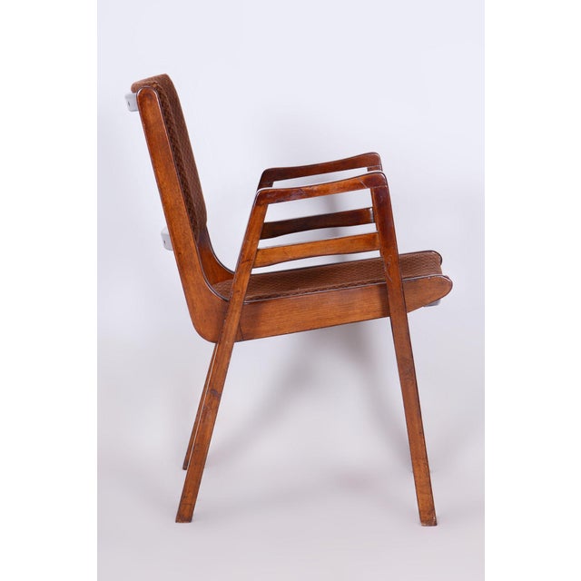 1950s Mid-Century Beech Armchair, Czechia, 1950s For Sale - Image 5 of 9