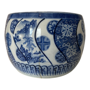 Antique Japanese Blue and White Jardiniere