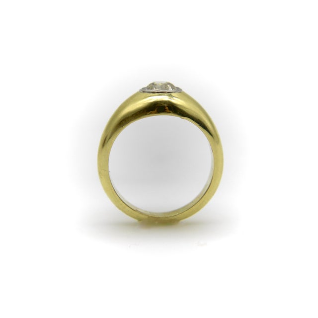 Gold 18k Gold Old European Cut Diamond Rub Over Ring Size 7.25 For Sale - Image 8 of 10
