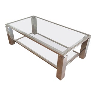 Circa 1970 French Modernist Chrome Coffee Table For Sale