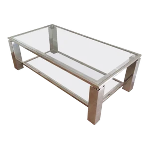 Circa 1970 French Modernist Chrome Coffee Table