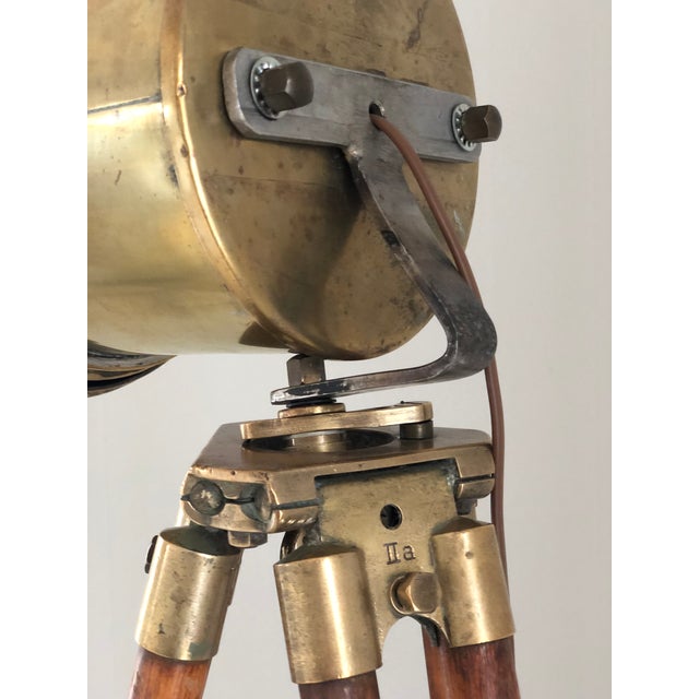 Antique Industrial Brass Floor Lamp on Surveyor Tripod, Early 20th Century For Sale - Image 11 of 11