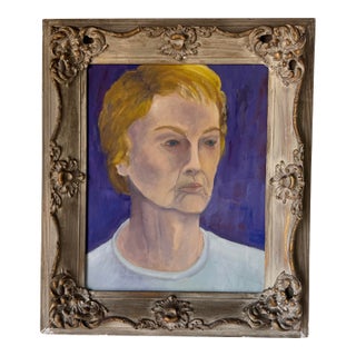 1978 Vintage “Self Portrait” Oil on Canvas Painting by Fran Mayer For Sale