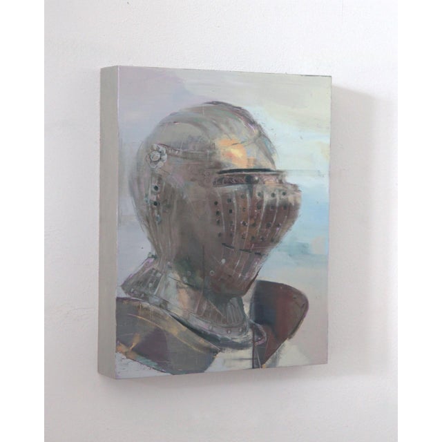 Contemporary Pearly Shell by Elena Burykina | Oil on panel Portrait of a knight in armor. For Sale - Image 3 of 5