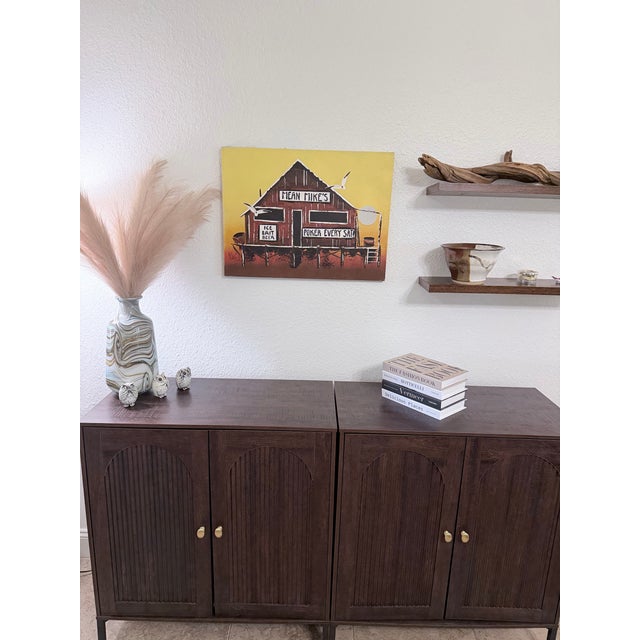 Brown 1970s Mid-Century Modern Shirley Newell Impasto Coastal Paintings - A Pair For Sale - Image 8 of 11