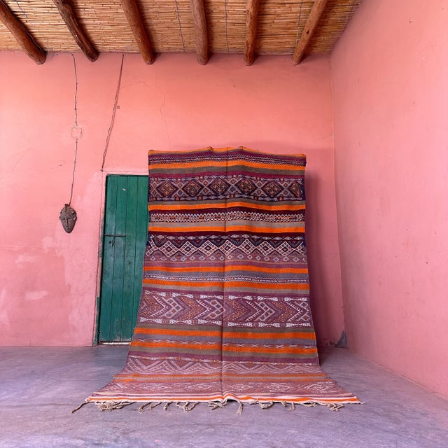 Tribal 1990s Authentic Flatweave Rug With Striped Pattern - 9.9 X 5.05 Ft For Sale - Image 3 of 10