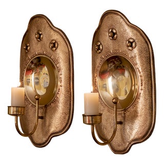 Hollywood Regency Brass Wall Sconces, 1970s, Set of 2 For Sale