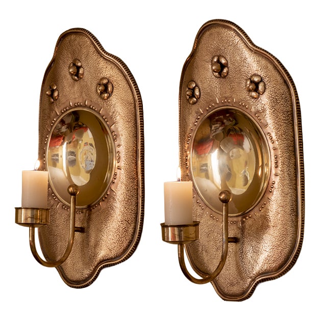 Hollywood Regency Brass Wall Sconces, 1970s, Set of 2 For Sale