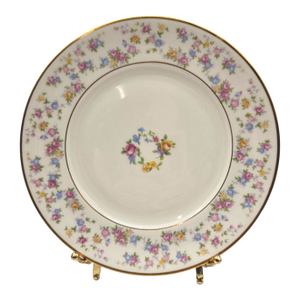 Set of 12 Vintage Reverie Lamberton Cream Porcelain Salad Plates With Floral Garlands and Gold Trim