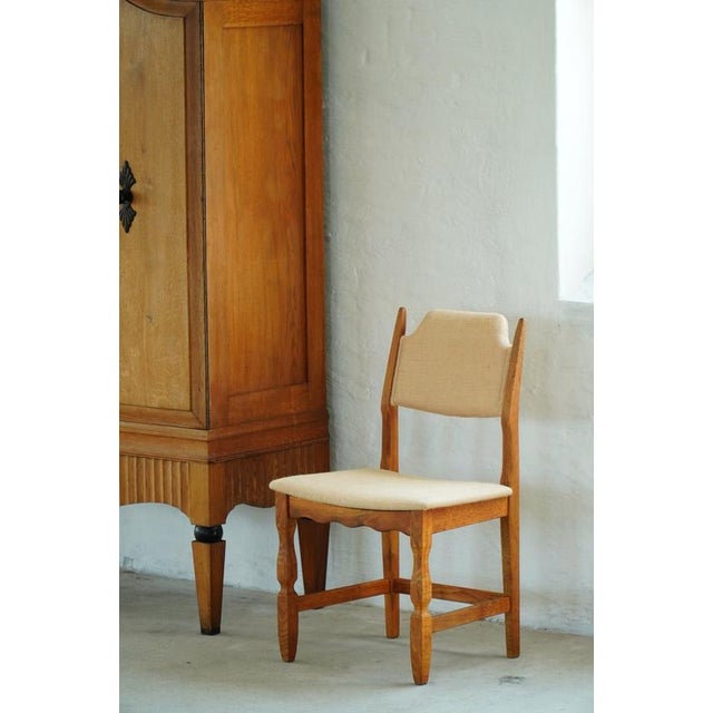 Mid-Century Modern Oak & Hessian Dining Chairs from Henning Kjærnulf, 1960s, Set of 8 For Sale - Image 4 of 18