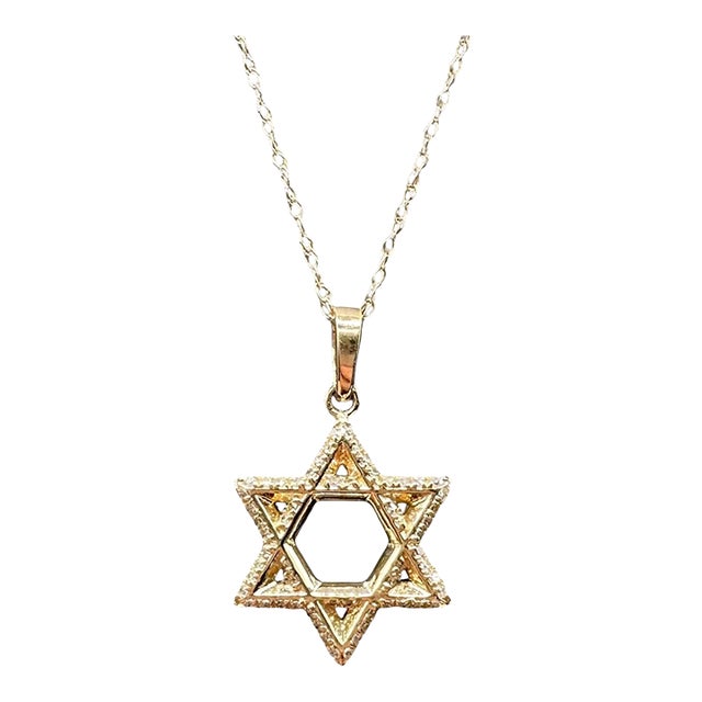 Diamond Star of David Necklace 10kt Yellow Gold 0.15ctw Gh Si New For Sale