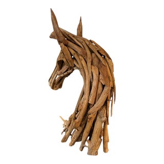 Large 42” Driftwood Horse Head Tabletop Sculpture For Sale
