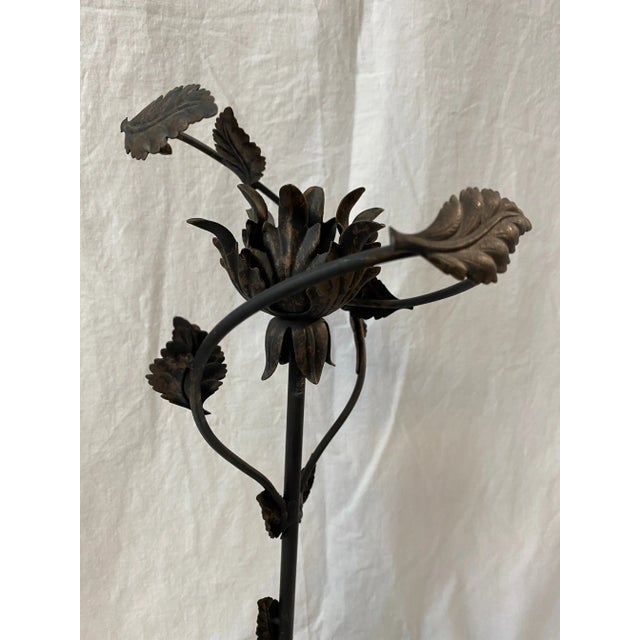 Vintage Metal Floral Candle Holder For Sale - Image 4 of 10
