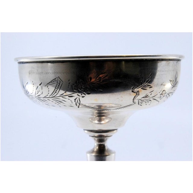 Silver Champagne Glass with Floral Engraving For Sale - Image 6 of 9