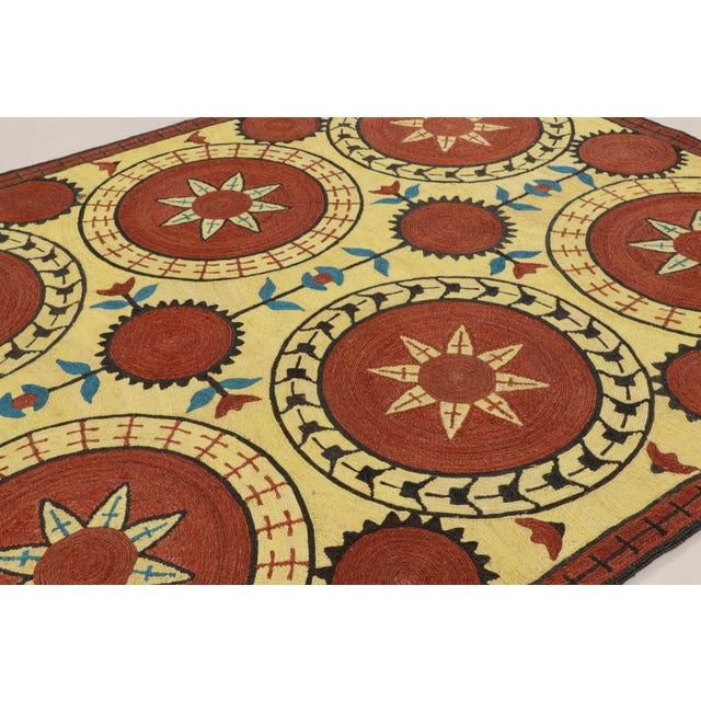 Rug & Kilim Modern Classics Brick Red & Gold Abaca Suzani Rug by Rug & Kilim, India For Sale - Image 4 of 10