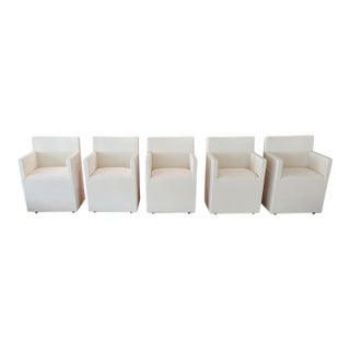 Restoration Hardware Track Dining Arm Chairs - Set of 5 For Sale