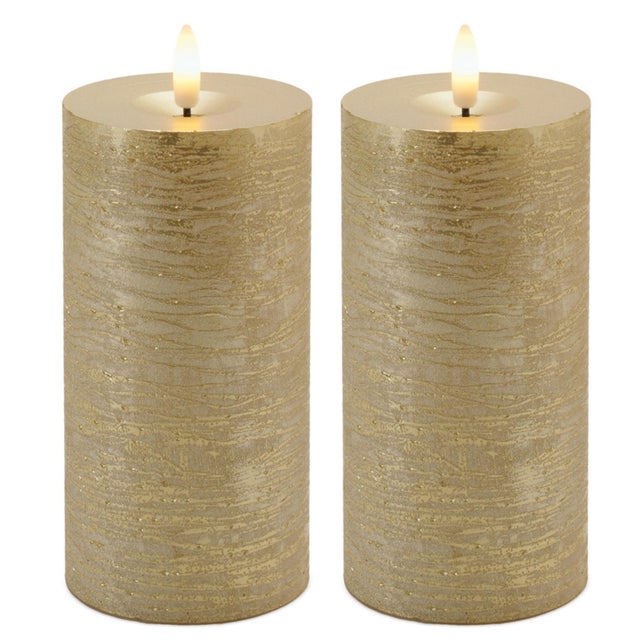 Modern Metallic FIA Wick LED Candle (Set of 2) For Sale - Image 3 of 3