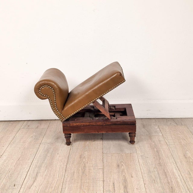 Brown Victorian/Edwardian Adjustable Gout Stool For Sale - Image 8 of 12