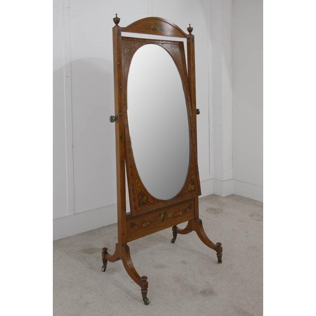 Satinwood Cheval Mirror from Maple and Co., 1890 For Sale - Image 5 of 10