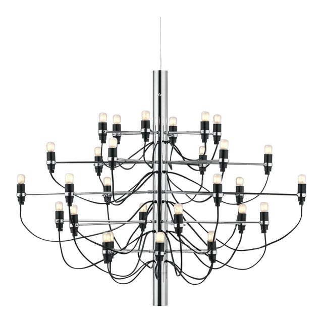 Late 20th Century Authentic Flos 2097/30 Chandelier by Gino Sarfatti, Chrome, Made in Italy For Sale