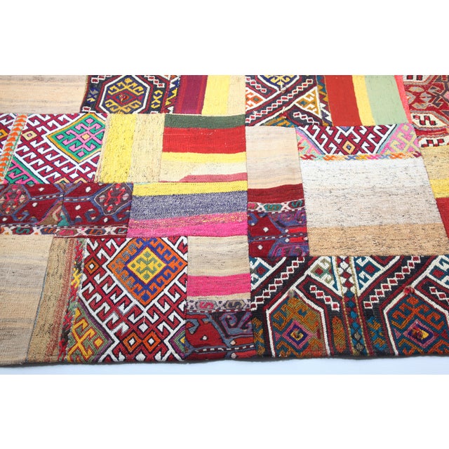 Authentic Patchwork From Vintage Tribal Kilims – Anatolian Craftsmanship for Modern Home Decor -6' 9'' X 9' 7'' For Sale - Image 11 of 13