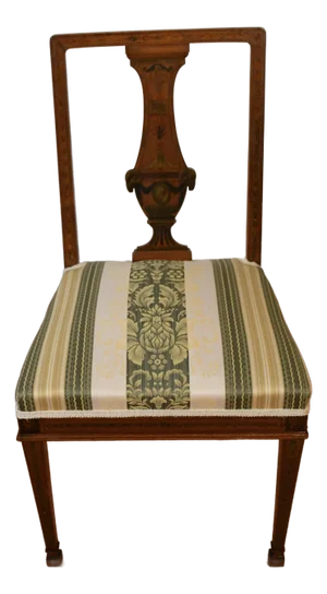 1900s Antique English Mahogany Hand Painted Side Chair