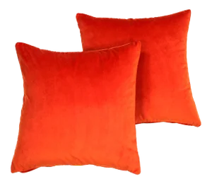22" X 22" Custom Schumacher Orange Velvet Down Pillows, Pair