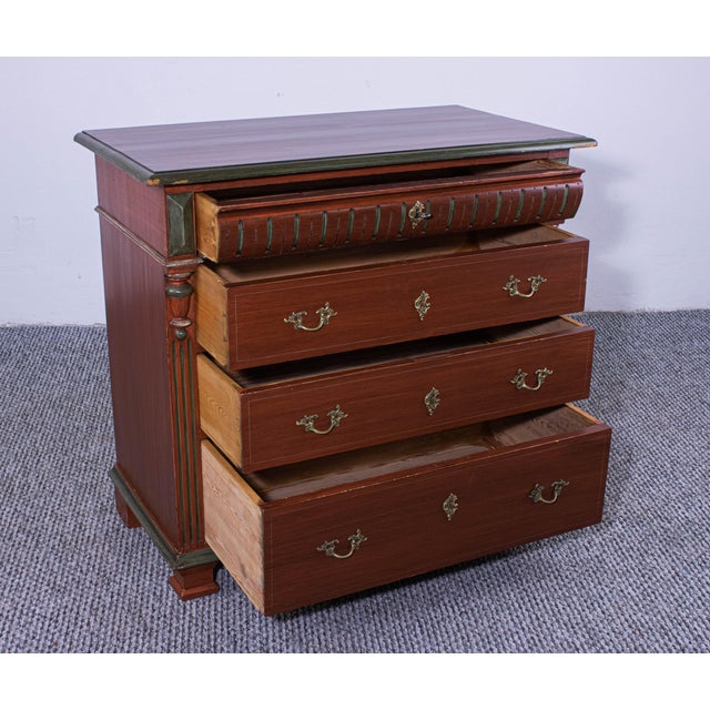 Rustic Small Antique Painted Pine Chest of 4 Drawers, Late 19th Century For Sale - Image 3 of 9