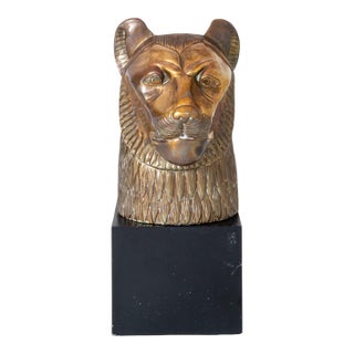 Brass Lion Bust by Chapman Manufacturing, Mid-Century Modern, 1970s For Sale