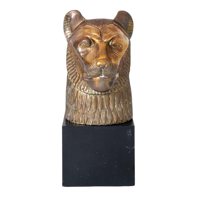Brass Lion Bust by Chapman Manufacturing, Mid-Century Modern, 1970s For Sale