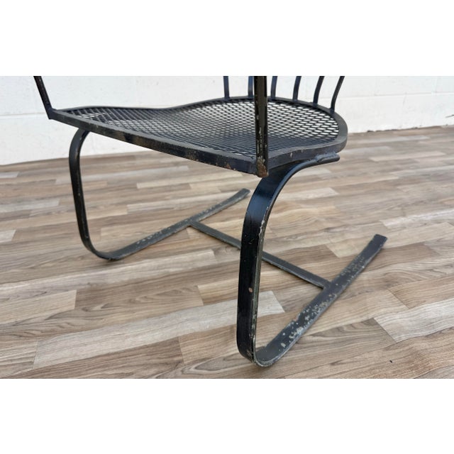 Pair of Vintage Mid-Century Modern Wrought Iron Patio Bouncer Lounge Chairs | Russell Woodard Style For Sale - Image 10 of 18