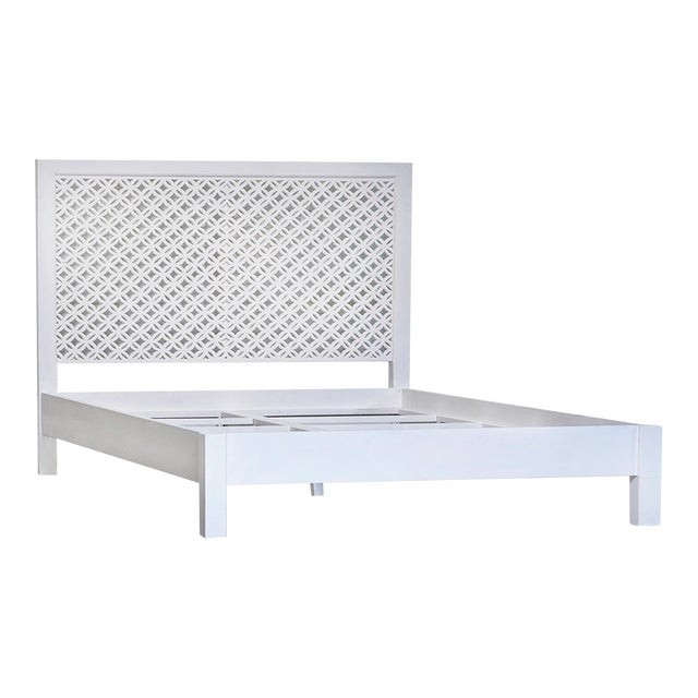 Anika White Carved King Bed Chairish