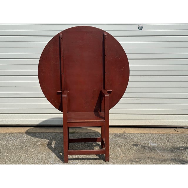Vintage Folk Art Style Painted Round Flip-Top Dining Table For Sale - Image 11 of 12